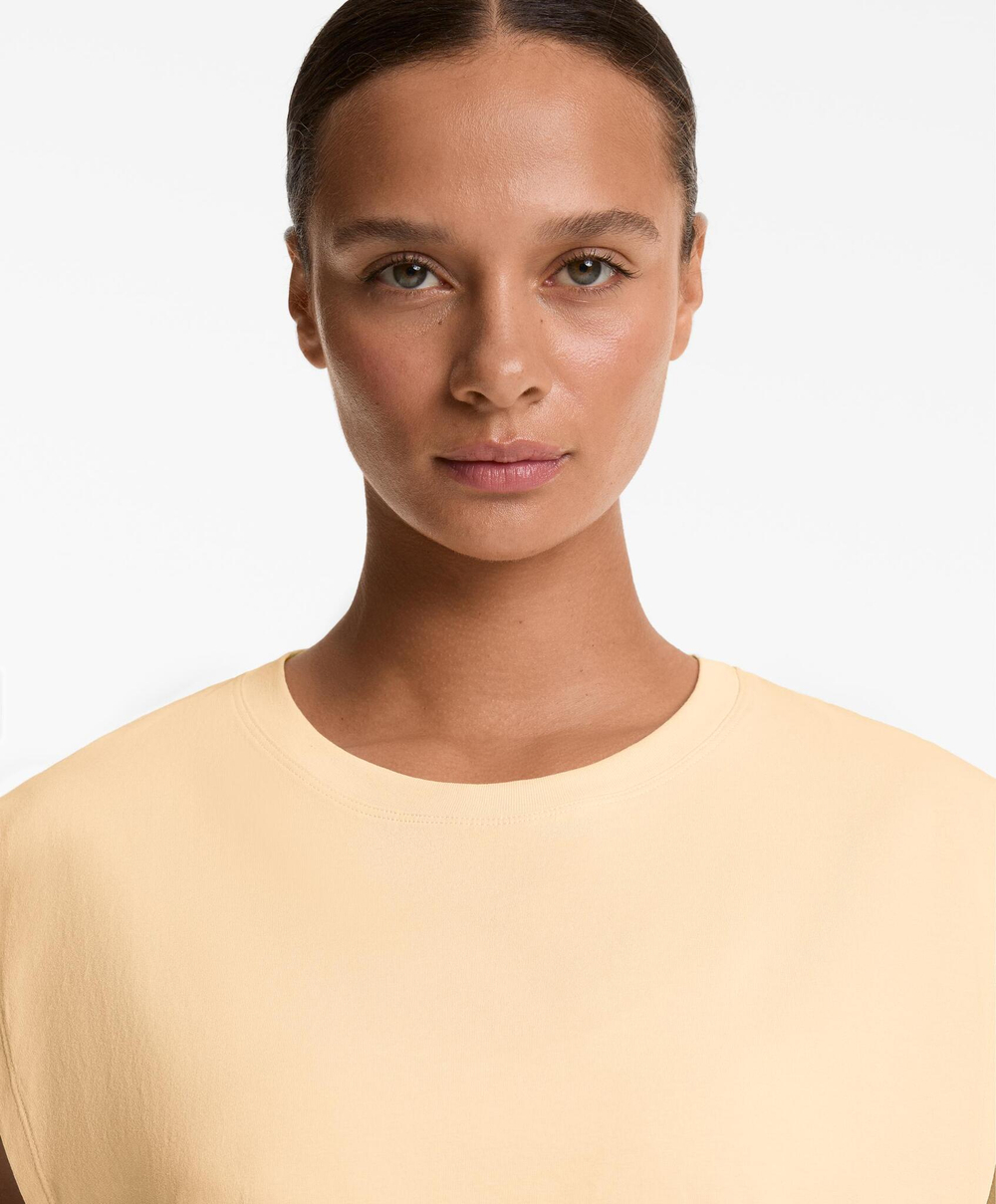 Oysho Топ без рукавов из смесового хлопка, желтый