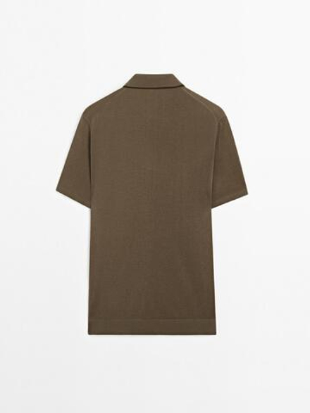 Massimo Dutti Поло из смесового хлопка, бежевый