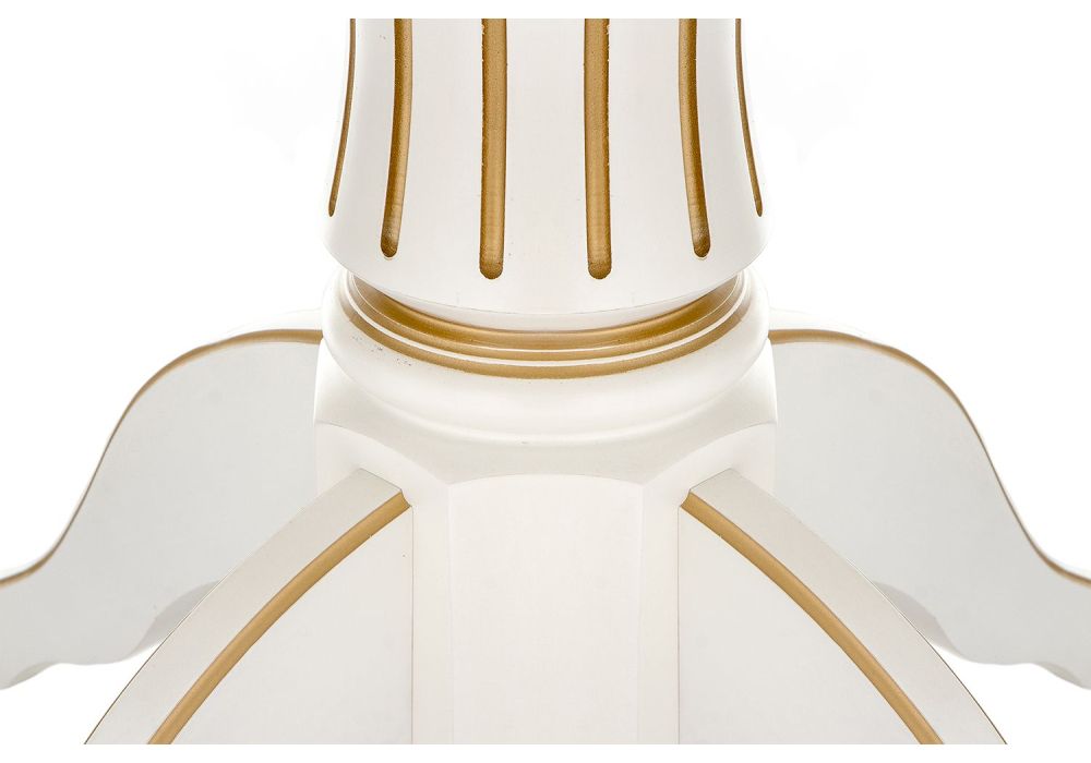 Деревянный стол Павия 90(120)х90х80 молочный с золотой патиной