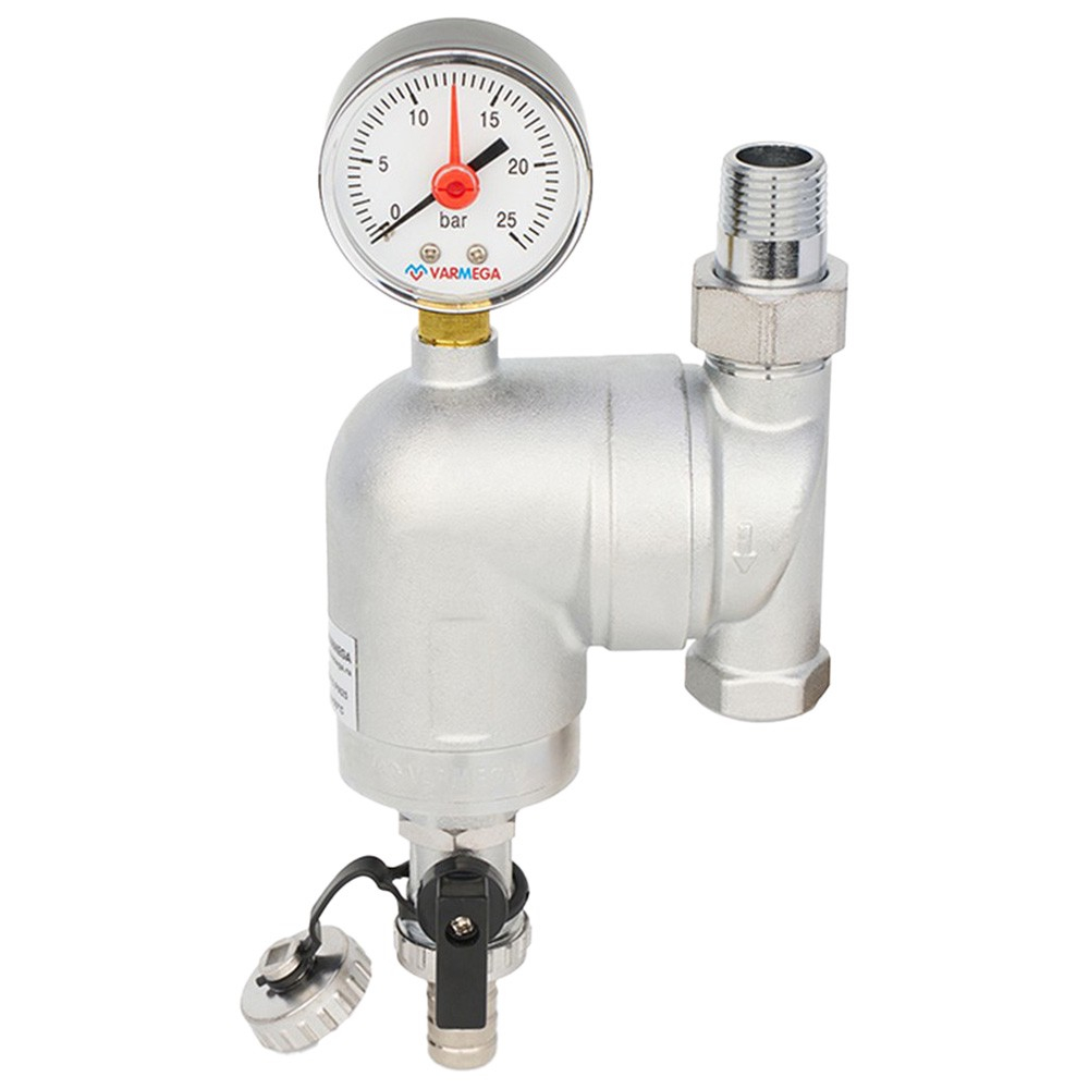 Фильтр сетчатый VARMEGA промывной, поворотный 1/2", с разъемным соединением и ВР, VM21801
