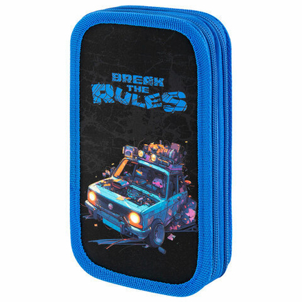 Пенал ЮНЛАНДИЯ, 2 отделения, картон с эффектом soft-touch, 19х11 см, "Rule breaker", 273498