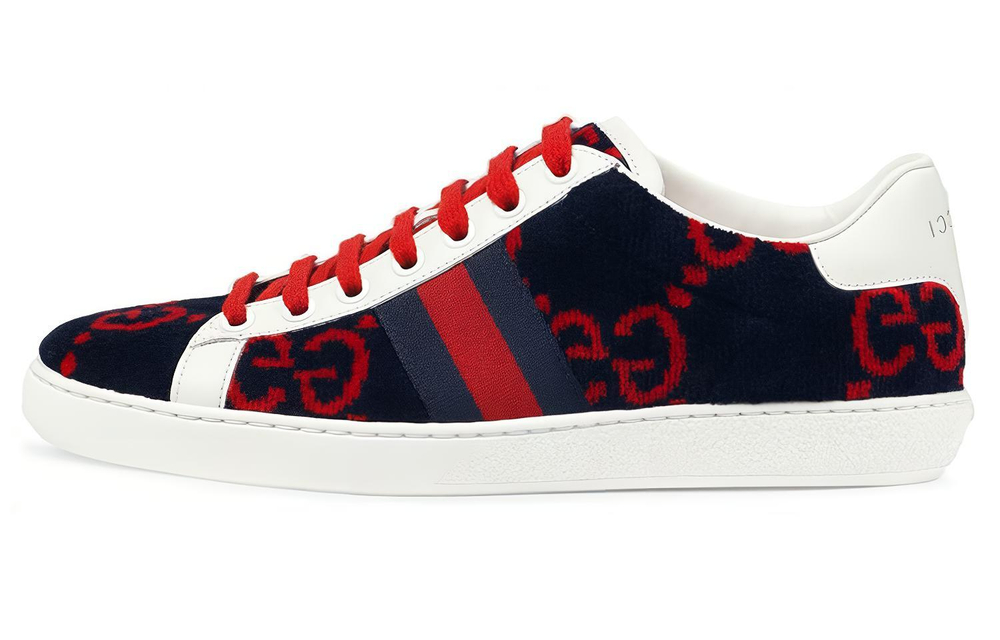Gucci Wmns Ace Gg Terry Cloth "Blue Red" Women"s