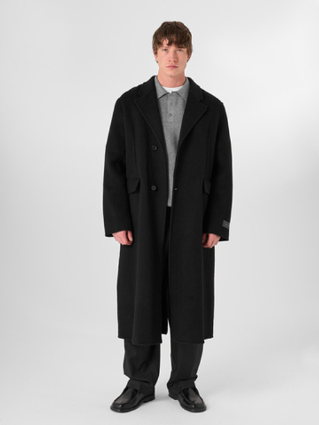Черное шерстяное пальто HEATHEN