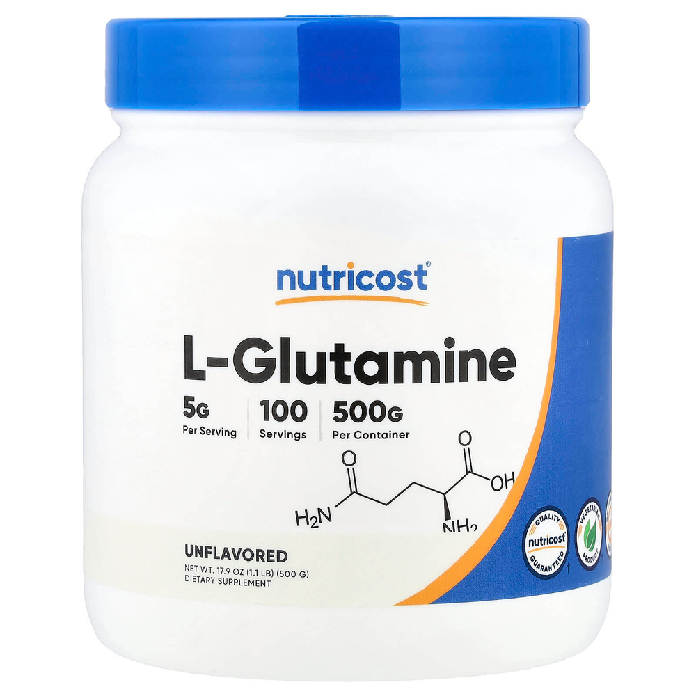 Nutricost, L-глютамин, без вкусовых добавок, 500 г (1,1 фунта)