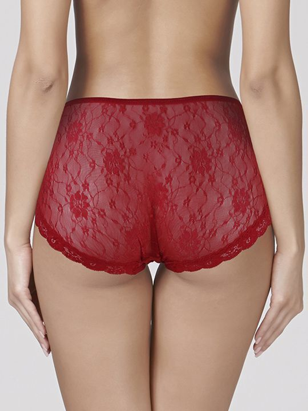 Высокие кружевные трусики-слипы (Размер: XXL) (Цвет: бежевый)