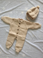 Комплект на выписку вязаный "АйШах" с шапкой и комбинезоном р.24 (Цвет: Черный, Размер: 80)