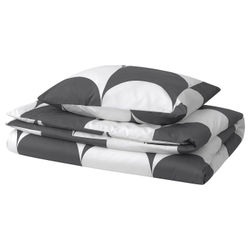 IKEA BRUKSVARA  (ИКЕА БРУКСВАРА)  -  Пододеяльник и наволочка, антрацит/белый, 150x200/50x60 см