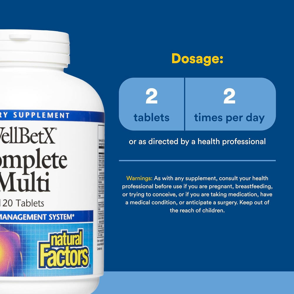 Natural Factors, WellBetX®, комплекс мультивитаминов, 120 таблеток
