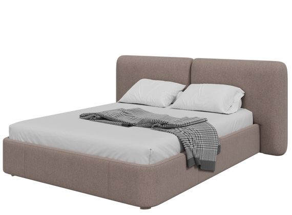 Кровать двуспальная Hub Soft 160 см (капучино, твид)