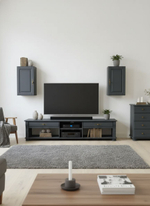 Тумба под телевизор Сюзанна, 180 см, с ящиками и полками, серый