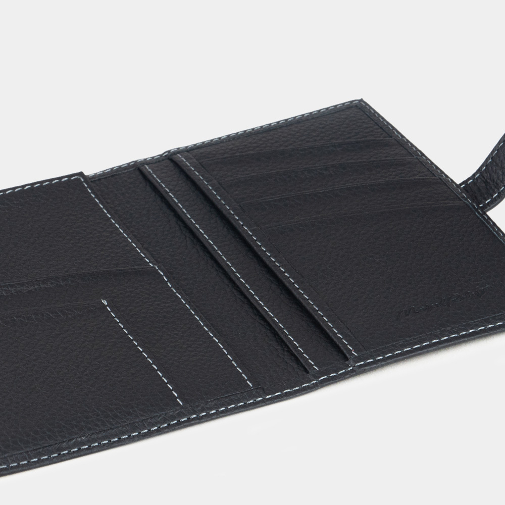 Обложка для паспорта и автодокументов из натуральной кожи теленка, черного цвета