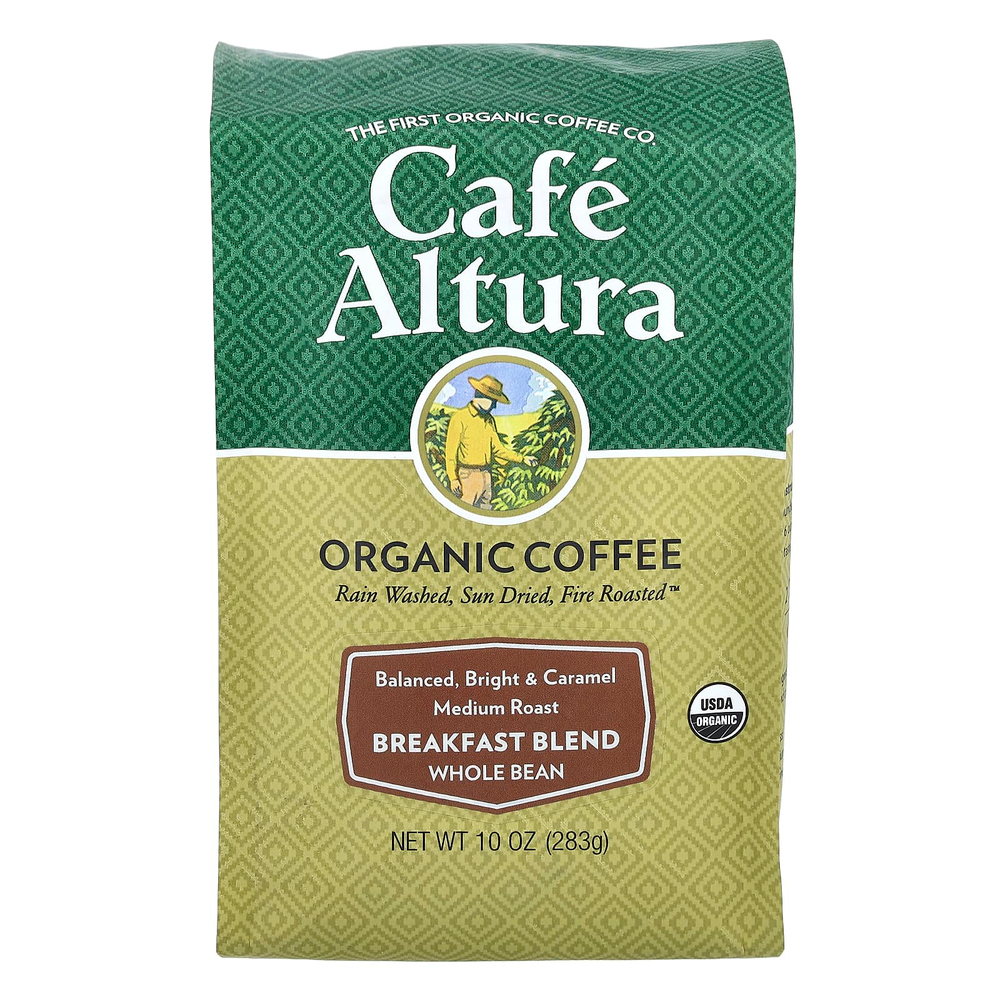 Cafe Altura, Organic Coffee, смесь для завтрака, цельные зерна, средняя обжарка, 283 г (10 унций)