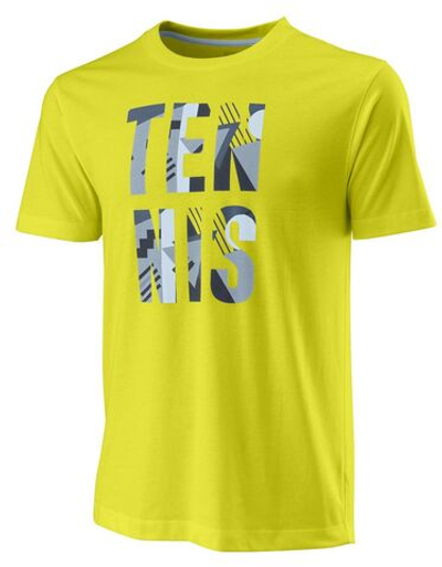 Мужская теннисная футболка Wilson Stacked Tennis Tech Tee M - sulphur spring