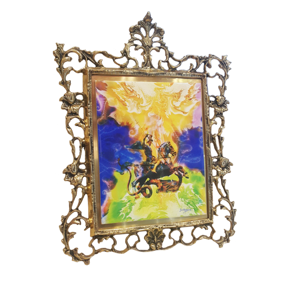 Bello De Bronze Панно настольное в бронзовой раме 'Св. Георгий Победоносец'