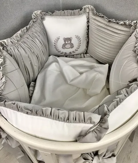 Комплект в кроватку Lollycottons Marele 17 предметов Серый Мишка