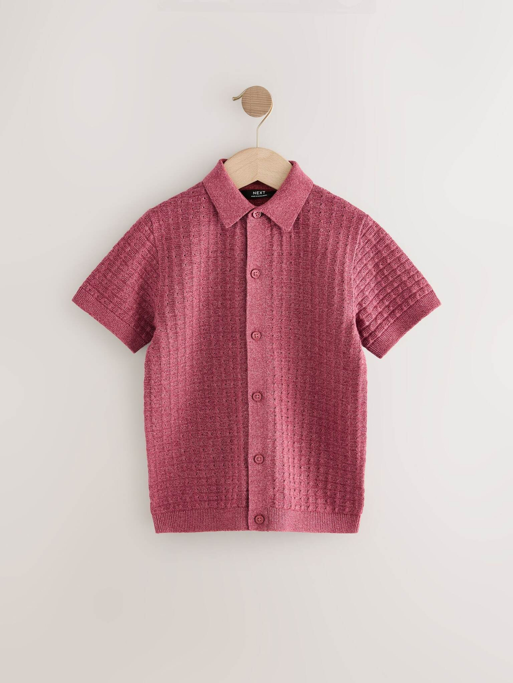 Рубашка трикотажная с коротким рукавом для мальчика Next AA8-957, Темно-красный
