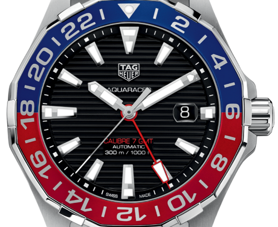 Мужские механические часы Aquaracer GMT Calibre 5 WAY201A.BA0927 TAG Heuer циферблат