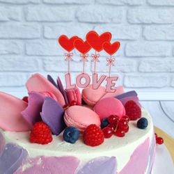 Топпер «Love» прозрачный с красными сердцами