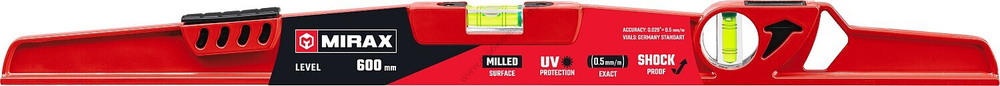 MIRAX 600 мм, с зеркальным глазком, литой алюминиевый уровень (34612-060)