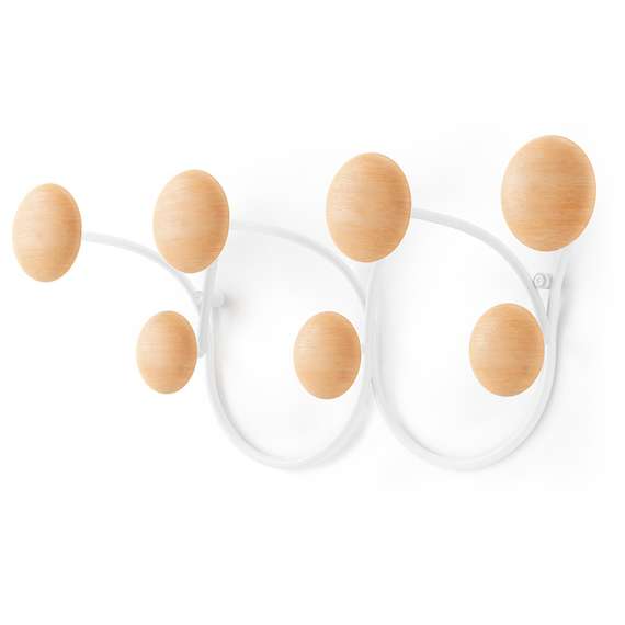 Вешалка для одежды настенная Dotsy, белая/натуральное дерево