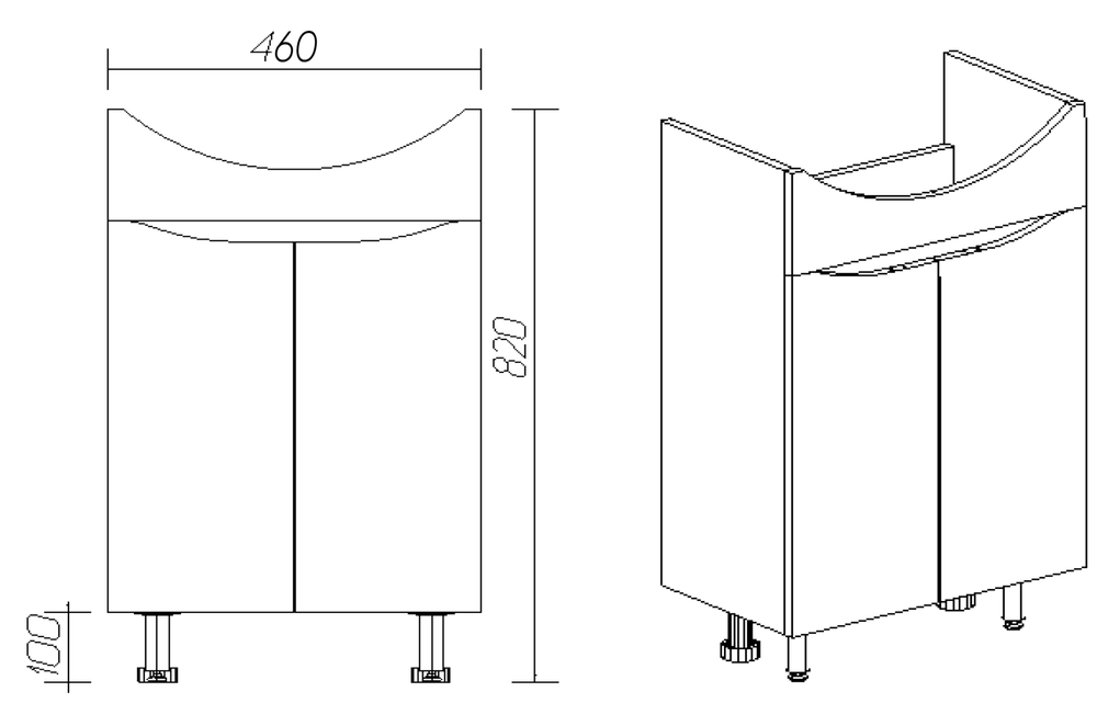 Тумба VIANT "Рио" Балтика 50 2 ств 280х460х820 (VRIO50BA-T2ST )