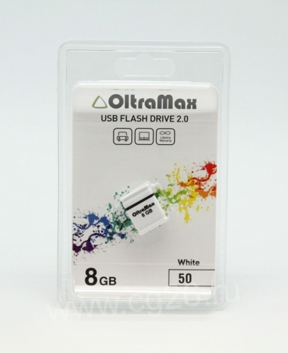 USB Флешка 8GB OltraMax 50 Mini, USB 2.0, белая