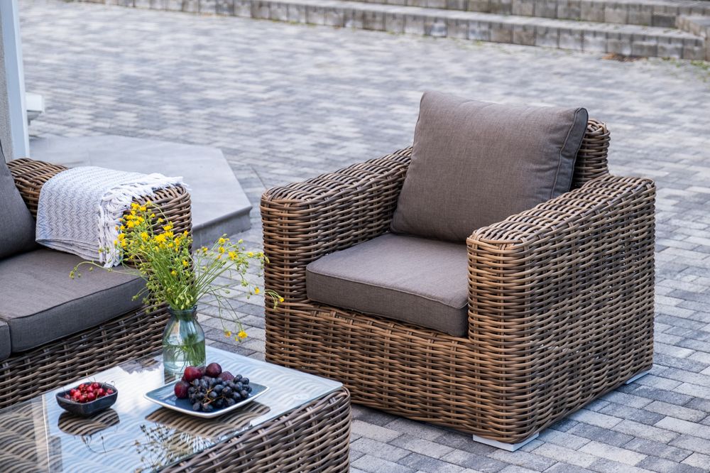 "Палермо" лаунж-зона из искусственного ротанга, цвет соломенный