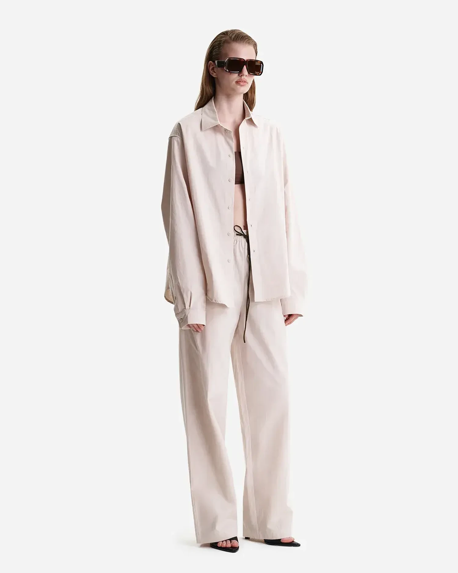 Рубашка из итальянского хлопка бежевая