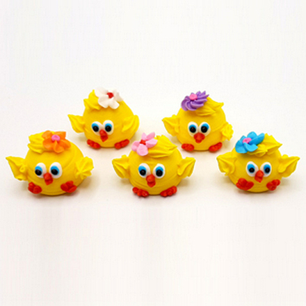 Сахарная фигурка объемная "ЦЫПЛЕНОК с цветком" 1 шт