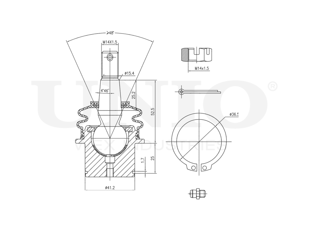 Опора шаровая передняя нижняя UNIO SSP-20102