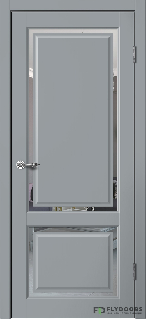 Межкомнатная дверь Estetic E02 (Зеркало) Серый эмалит