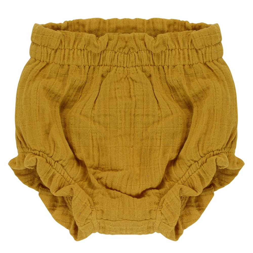 Шорты для новорожденных из хлопкового муслина горчичного цвета из коллекции essential 3-6m