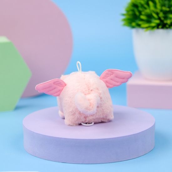 Мягкая игрушка Летающая заводная свинка розовые крылья, 7 см