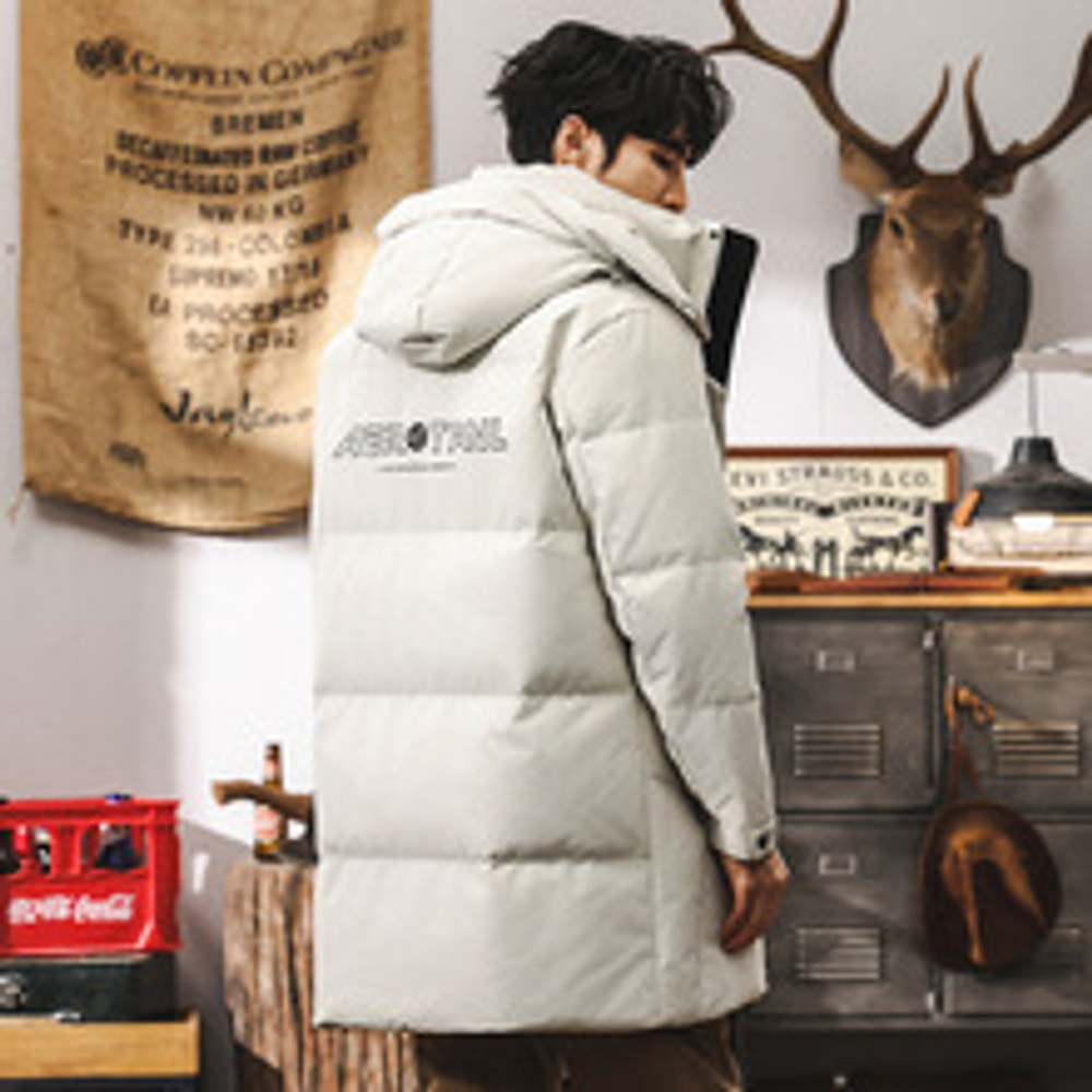 Мужская куртка пуховик мужской средней длинны ,наполнитель графен