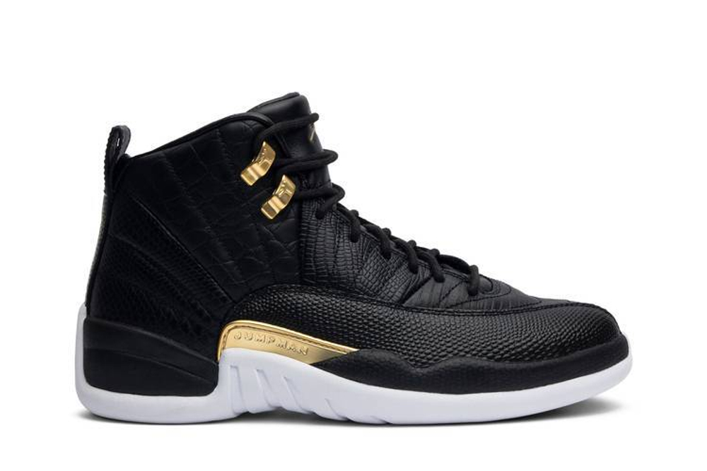 Кроссовки Jordan Air Jordan 12 Retro Black Metallic Gold White (Женская размерная сетка)