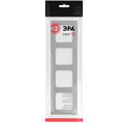 Рамка для розеток и выключателей ЭРА Серия 12 12-5204-03 на 4 поста, Классик, алюминий