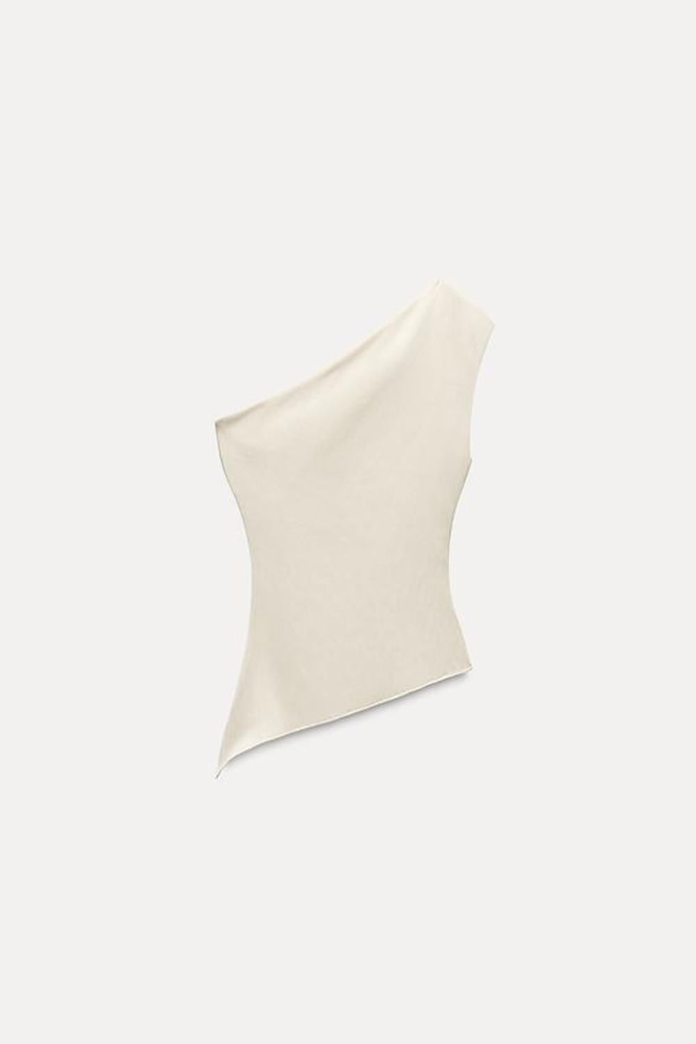 ZARA АСИММЕТРИЧНЫЙ ТОП СО СБОРКОЙ, СЛОНОВАЯ КОСТЬ