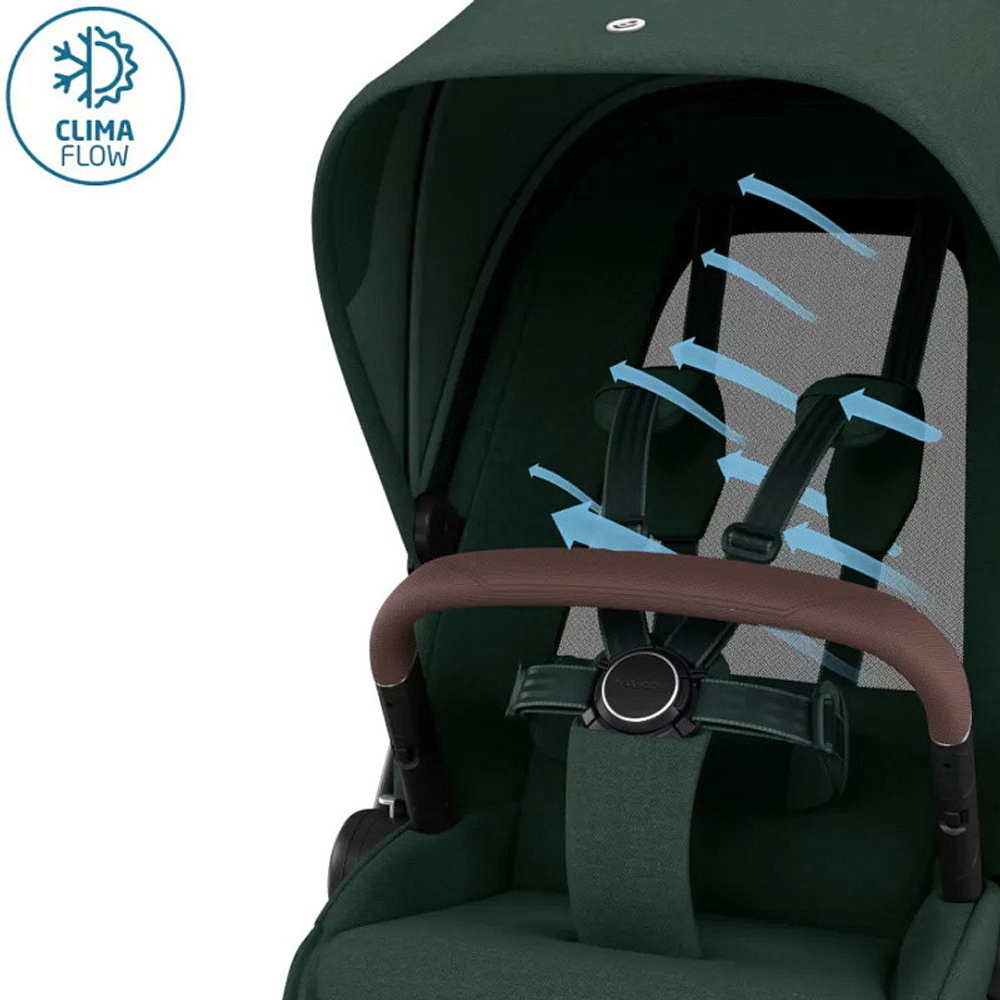 Детская коляска Maxi-Cosi Fame 3 в 1 с автокреслом CabrioFix Essential black Twillic Green/зеленый