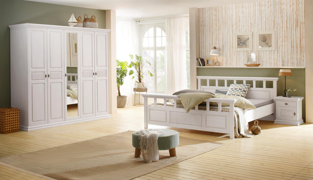 Тумба прикроватная 35х50х52, напольная с ящиком для одежды и дверцей, массив сосны, белый, Dipriz