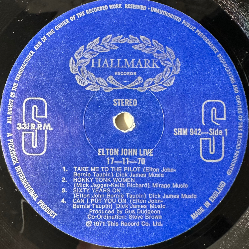 Elton John - Best Live Rarities Of Elton John (Англия 1976г.)