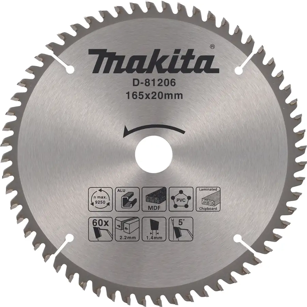 Пильный диск универсальный 165x20x2,2/1,4x60T Makita D-81206