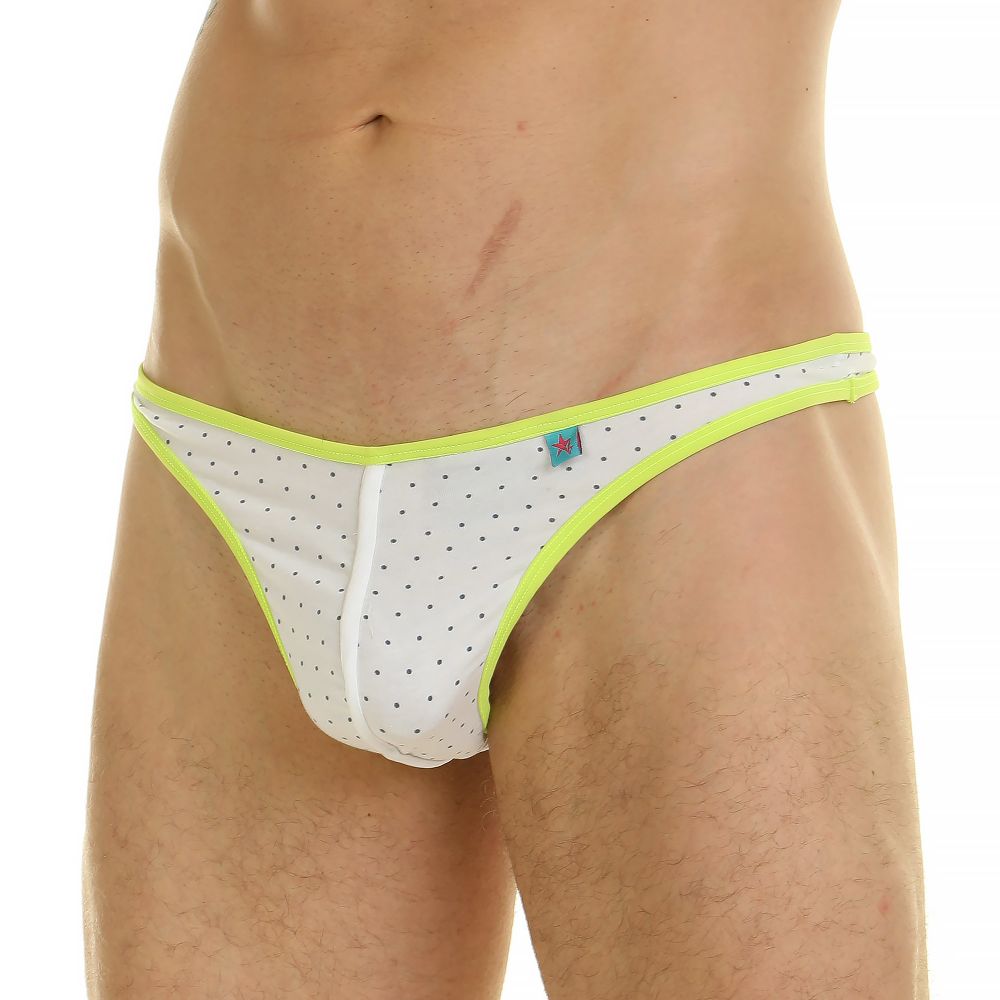 Мужские трусы тонги белые с узором Van Baam 44872