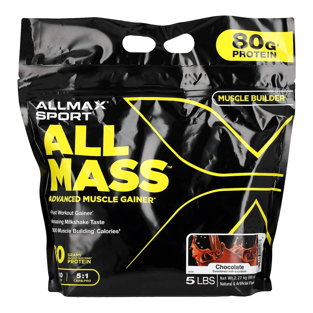 ALLMAX, Sport, ALLMASS ™, средство для наращивания мышечной массы, шоколад, 2,27 кг (5 фунтов)