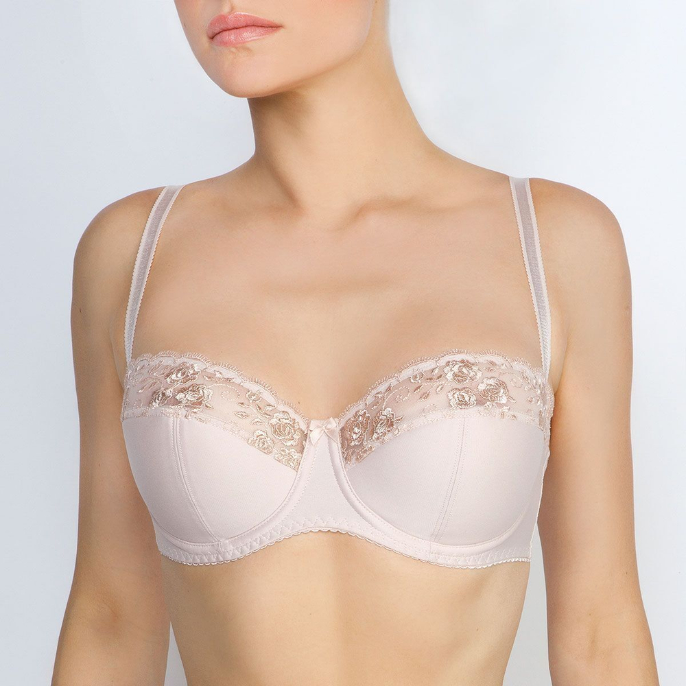 Бюстгальтер-балконет с красивой цветочной вышивкой (Размер: 90D) (Цвет: голубой)