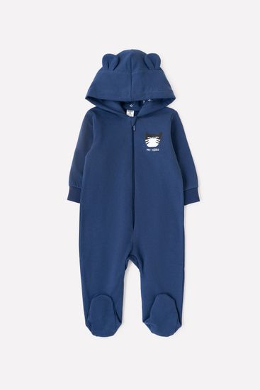 Комбинезон из футера "Папа-мой герой" темно-синий