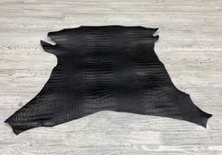Capra Crocco Black (0,8-1,0 мм), цв. Черный, натуральная кожа козы