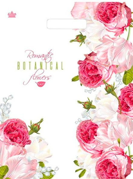 Пакет 45*34см (30мк) с вырубной укрепл. ручкой "Цветочный роман" ПНД