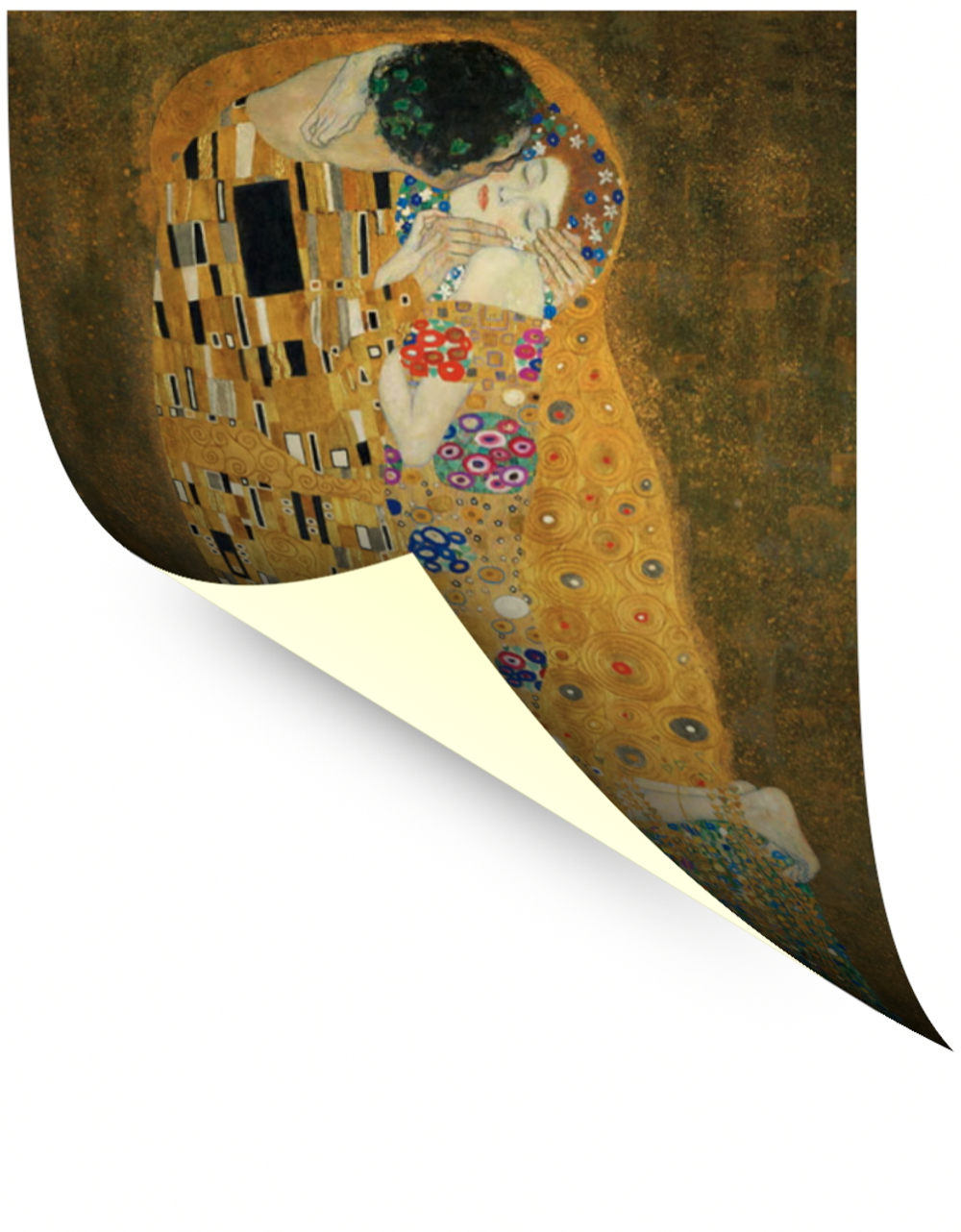 Картина для интерьера "Поцелуй. Фрагмент", художник Климт, Густав, печать на холсте
