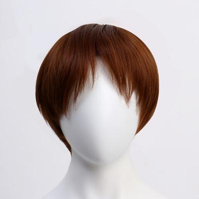 Парик искусственный, с чёлкой, имитация кожи, 16 см,цвет рыжий