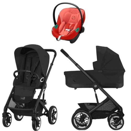 Коляска Cybex Talos S Lux BLK complete Aton S2 Hibiscus Red 3 в 1 Moon Black с дождевиками